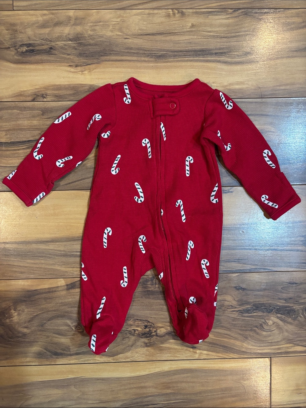 Carter’s Red Candy Cane One-Piece Footed Pajamas